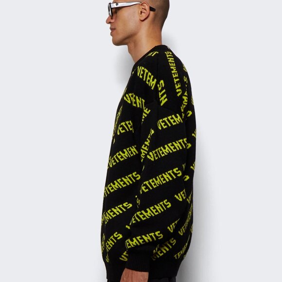 Vetements: RARE Neon All Over Monogram Pattern Logo Knit Fine Wool FW22 - Picture 16 of 16